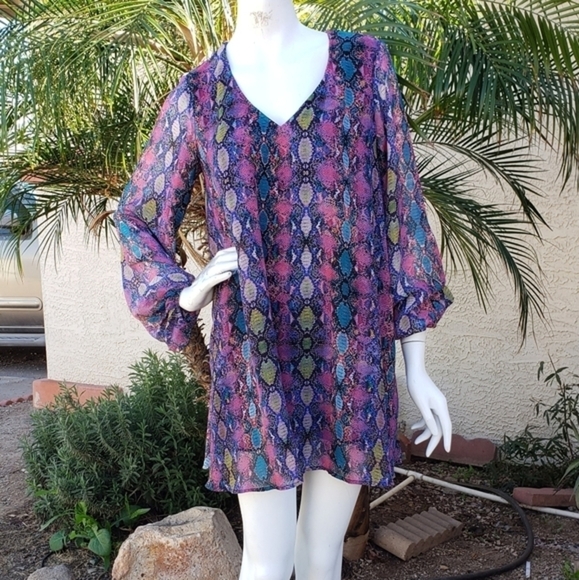 Mumu silhouette with snake rainbow print - Picture 2 of 5